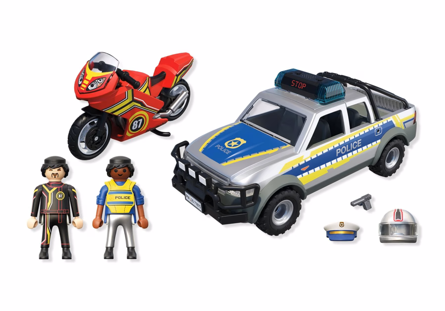Politieachtervolging met pick-up truck